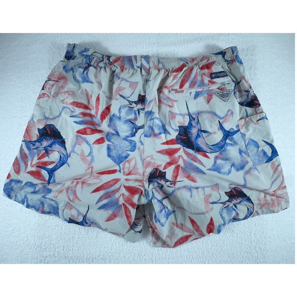 Columbia Swim Trunks Mens 2XL XXL Floral Omni-Shade‎ PFG Fishing Zip Pocket 6"